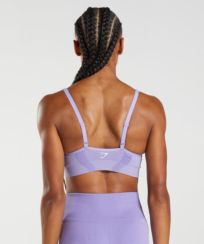 Women's Gymshark Vital Seamless 2.0 V Neck Sports Bra Purple | NZ 2CNBIW